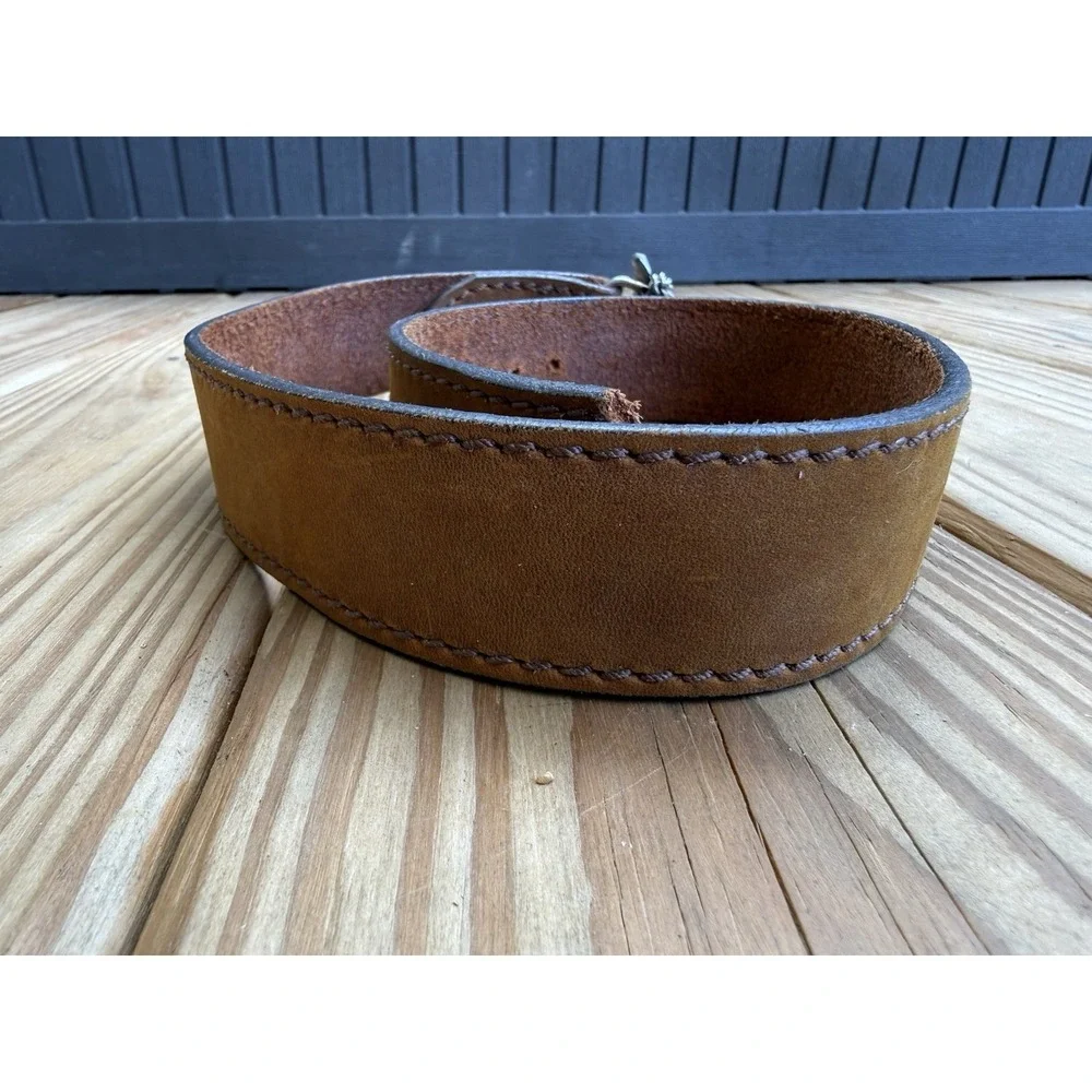 Justin Brown Top Grain Leather Western Belt With Arrowhead Shaped Buckle Size 32